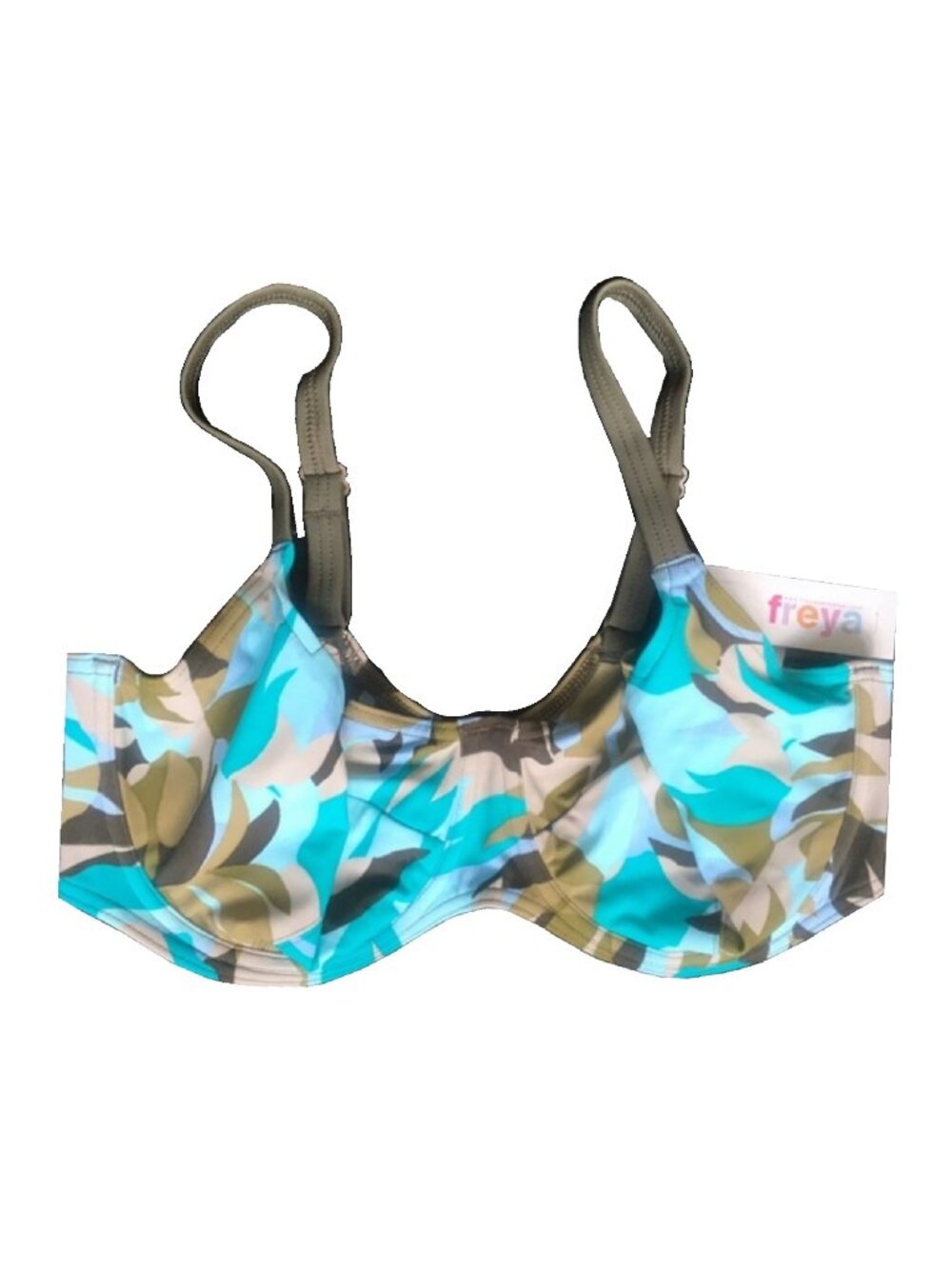 NWT Size 38E Freya 9798JU Jungle Print Bikini Top in Panama Cooler Aqua Camo